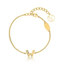 Klassiker einfacher Goldbrief Charme Armband Designer für Frauen Mode elegante Armbänder Edelstahl plattiert 18 Karat Gold Herren Schmuck Geburtstag Valentinstag Geschenk