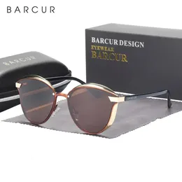 Barcur Style Polariserade solglasögon för kvinnor Catmore Round Sun Glass Ladies Woman Eyewear Accessory Uvab Protection 240429
