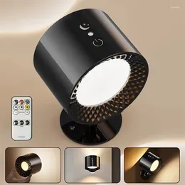 Lampada a parete LED a doppio controllo tocco a doppio controllo remoto 360 rotabile ricarica usb ricarica luce portatile wireless per lettura della camera da letto