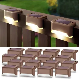 Dekorationer LED Solar Deck Lights Outdoor Solar Path Garden Ljus Vattentäta Solar Steg Lampor Dekoration för uteplats Stappstaketets innergård