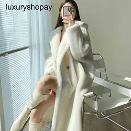 Maxmaras Teddy Bear Coat Womens Cashmere Coats 양모 겨울 고화질 라이닝 버전 M Alpaca Velvet Mediu를위한 가족