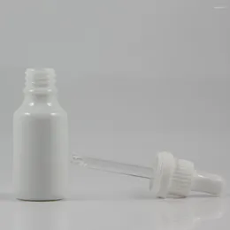 Storage Bottles Face Serum Glass Bottle 20ml Opal White Dropper Essential Oil Cosmetic Packaging