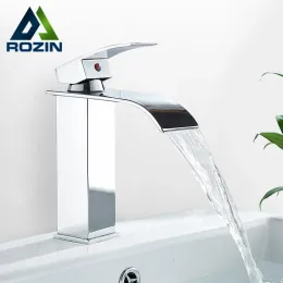 Impostare Rozin Caldo Acqua fredda Cucciolo del rubinetto Casatta Bagno Ranno per lavandino a leva singola Cromo/Blass Blass Lavaggio Baschette per miscelatore