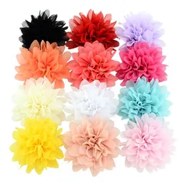 Nuove barrette di fiori in chiffon per bambini Grande clip floreale per capelli morbido Solido Bloom Sweet Hairpin per bambino
