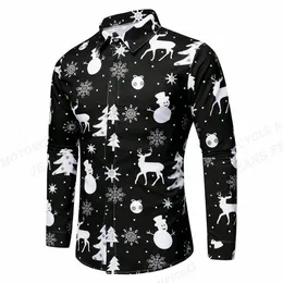 Snowflake Hawaiian Shirts Renter Shirts Männer Fashion Shirt Schneemann Langarm Strandbluse Männliche Camisas Herren Kleidung 240428