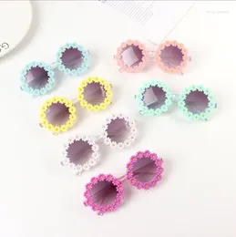 Sunglasses Summer Children Cute Acrylic Flower Outdoor Sun Protection Baby Girls Classic Kids Boy UV400