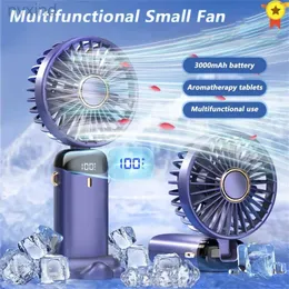 Electric Fans 2023 New Portable Digital Display Handheld Fan Office Desktop Multifunctional Folding Headed Small Electric Fan With A Neck Lan d240429