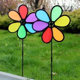 Decorations New Colorful Rainbow Dazy Flower Spinner Wind Windmill Garden Yard Outdoor Decor
