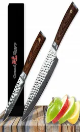 Grandsharp Chef Knife Set 2 PCS Chef Paring Knife Japanese Damascus Stains Steel VG10 Japanese Damascus Professional Kitch Kn8296584