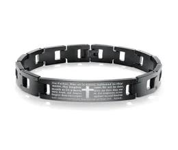 Men039s Black Biker Pesante catena pesante Lord039s Bracciale croce di preghiera in acciaio inossidabile7583276