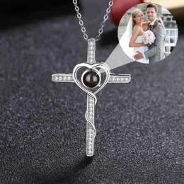 Pendant Necklaces Fashion project necklace jewelry personalized photo customization cross pendant suitable for couples to give giftsWX