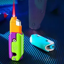 Hot Sale Fancy Carrot Knife Without Gas Iatable Red Flame Smoking Cigarette Windproof Iatable Lighter