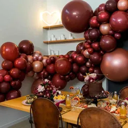 Party Decoration 100 PCS/Bag 5/10/12Inch Bourgogne Pearl Latex Helium Balloons Wine Red Globos Baby Brud Shower Wedding Birthday Decor