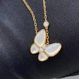 Van Cl AP Classic High Edition v Golden Fan Family White Fritillaria Butterfly Necklace Female Plated Clover Gold Swice Rose legant legant chain