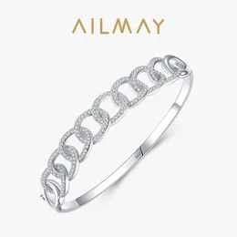 Ailmay Fashion Classic Twist Chain Zirkon Armbänder 925 Sterling Silber für Frauen minimalistischer Feinschmuckstil Bague 240424