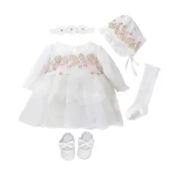 Doğdu bebek vaftiz elbise doğdu bebek kız elbise kıyafetler prenses 0 3 6 ay bebek vaftiz elbise ayakkabı taytlar 240428