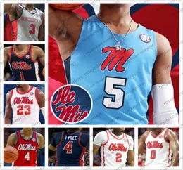 Custom Ole Miss Rebels 2020 Баскетбол 2 Devontae Shuler 4 Breein Tire 14 Dimencio Vaughn 21 Роберт Аллен 24 Daeshun Ruffin Jerse6925472