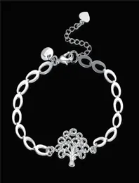 Women039s Sterling Silver Plated Tree of LifeペンダントチャームブレスレットGSSB574ファッション925シルバープレートジュエリーブレスレット6147435