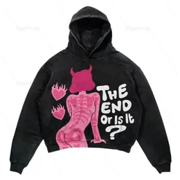 Y2K Demon Woman Print Hoodies Women Streetwear Harajuku överdimensionerad skalle vintage par tröja goth topp hoodies män kläder 240428