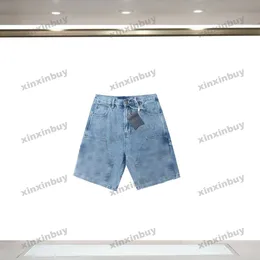 xinxinbuy uomini designer designer pantalone tasca emboss lettera jacquard tessuto set di denim 1854 pantaloni casual primavera