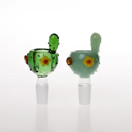 2pcs/Box Großhandel in stock grün Farbe süßes Kaktusmodell billige Mini -Glasschalen 14 -mm -Gelenke Glasrauchschalen zum Rauchen von Glasbong