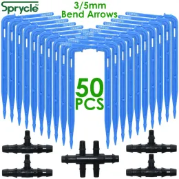 Decorações Sprycle 50x Bend Arrow Dripper Micro goteation Kit de irrigação emissores de 3/5 mm Manguar