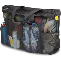 Kvinnor med hög kapacitet Mesh Transparent Bag DoubleLayer Heat Conservation Stor picknickstrandväskor Axel Tote 240429