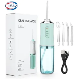 Oral Irrigator Portable Dental Water Flosser USB RECHARGEABLE WATER JET FLOSS TOLE PICK 4 JET TIP 220 ML 3 Modes IPX7 1400 rpm 240429