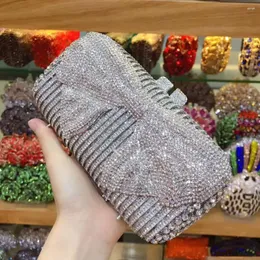 Donne con coulisse argento/oro/nero/nero/grigio Crystal Diamond Party/Wedding/Cocktail/Prom/Nightclub Bags da sera Clutch Borse Borse Borsa