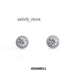 Ashabell Fashion Unisex Moissanite S925 Full Diamond Earrings and American Hip Hop Silver European Luxury Vintage 925 Silver 4mm