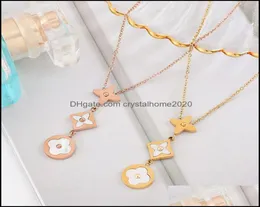 Colares pendentes pingentes jóias 18k Gold rosa 3 Colar de trevo no engajamento de aço de titânio para mulheres entrega de gotas de presente 2021 v4i8432528