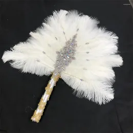 Decorative Figurines 1pcs One-Sided African Ostrich Feather HandFan For Dance Eventaille Mariage Wedding Decoration Hand Fan Nigerian