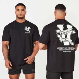 Camisetas masculinas camisetas masculinas ginástica esportes de ginástica executando treinamento slves slves algodão moda de camiseta de tamanho grande Casual mass roupas y240429