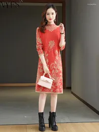 Abiti casual NYFS 2024 Inverno vintage Donne vestito maglione abito vestidos abito Elbise allentati più dimensioni addensato velluto di visone