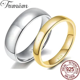 Trumium 2/ 4/6 мм 925 Серебряное кольцо стерлингового кольца с высоким польским простым куполом обручальный костюм комфорт 240424