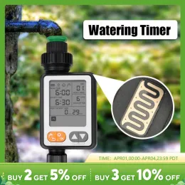 Dekorationer Vattentät bevattningskontrollbatteri drivs flera program Garden Watering Timer Rain Sensor Stor skärm Automatisk