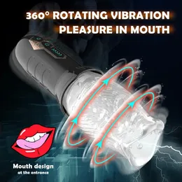 Automatischer männlicher Masturbator rotierender Masturbationsbecher für Männer Penis Stimulation weiche strukturierte Vagina Sexspielzeug Übung Vibrator 240423