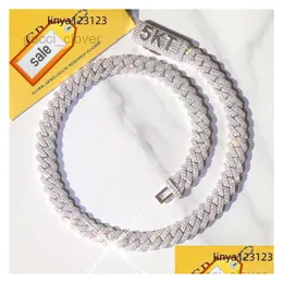 Kolye Kolyeleri Yu Ying Pass Diamond Testi 8-14mm genişliğinde Gra Moissanit 18K Altın Sterling Sier Küba Bağlantı Zinciri Erkekler Hip Hop Necklac OTV95