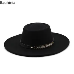 British Style Felt Fedoras Hats for Women9.5cm largo Brim homens de luxo formal jazz coups browler vestido de noiva chapéu de femme 240423