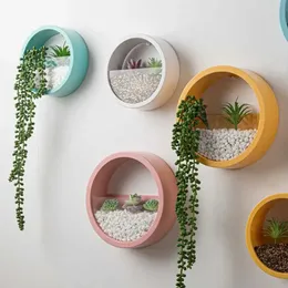 Plantadores Pots redondo plantas suculentas decoração durável à prova de vazamento criativo Suspensão de estilo hidropônico Balcony Wall q240429