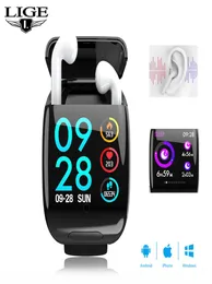 Lige Sportwatch Earphone Smartwristband G36 Earbud Heartrate Bluetooth Wireless Earphone Smart Watch Men Women With Monitor7657277