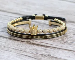 2pcsset Nuovo braccialetto corona di moda uomini Donne classiche vintage da 6 mm perle a sfera Bracciale per fascino per un braccialetto di gioielleria maschile 4338709