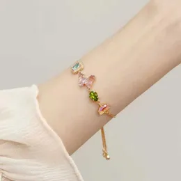 Catena di braccialetti a farfalla in cristallo colorato per donne 2024 Summer Nuovo stile Regolabile Bracciale in oro regolabile Gioielli per festa