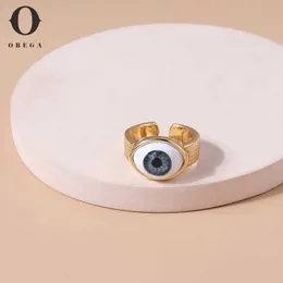 밴드 반지 Obega Vintage Simple Evil Eye Ring 여성 고딕 양식 금 운이 좋은 trkiye 블루 싱글 손가락 r 보석 선물 J240429