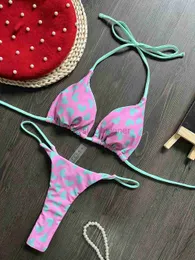 ملابس السباحة للسيدات RuotongSept Print Thong Thong Women Swimsuit Push Up Sexy 2023 Bikini Set 2 قطعة Fe Beachwear Suits Biquini D240429