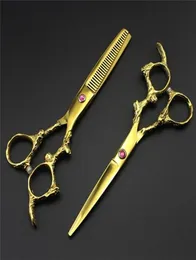 Professionelles Japan 440c 6 039039 Gold Dragon Hair Scissors Haarschnitt Ausdünner Friseur Haarschneidschneidemarge -Friseur 25577948