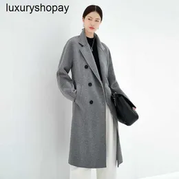 Maxmaras Cashmere Coat Womens Wool Coats 100 순수한 101801m 홈 같은 스타일 정장 칼라 중간 긴 양면 모직 실루엣 Editi