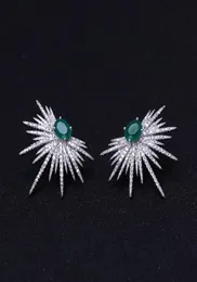 Stud Janekelly Punk Style Spike Shape Earring Pave Cubic Zirconia Brinco Green Stone Sparkly Star Galaxy Earrings Clear 2211116581661