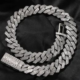 20mm 16-24 tum nya män baguette hiphop halsband armband tungt guld silver färg kubansk kedja is ut zirkonia miami länk mode rock rappar smycken