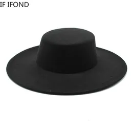 HAT FRANCÊS FRANCÊS BIG LANDE BRIM 10CM FEDORA HAT WINTER WOLTBE DERBY CHAVE CHAPTS CHATOS DE FELIO DE FELIZAÇÃO 240419